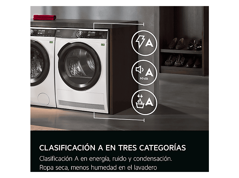 Secadora bomba de calor - AEG Serie 9000X AbsoluteCare Pro TR959V6PBC, 9 kg, Blanco