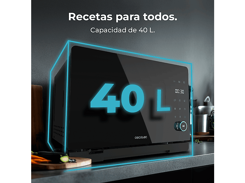 Horno de vapor - Cecotec Bake&Steam 4000 Combi Gyro Advance, 3 en 1, 40 L, 2400 W, Freidora de aire, Convección, 8 funciones, Rustidor, Negro