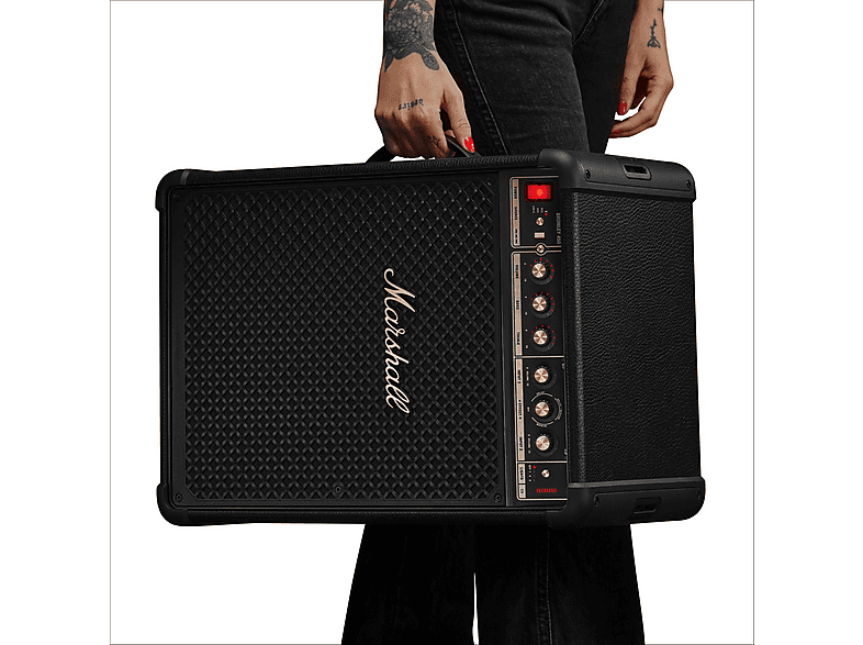 Altavoz bluetooth - Marshall Bromley 450, Con batería, Autonomía 40h, 9600mAh, Para fiestas, Modo estéreo, Indicador LED, Resiste agua, Control táctil