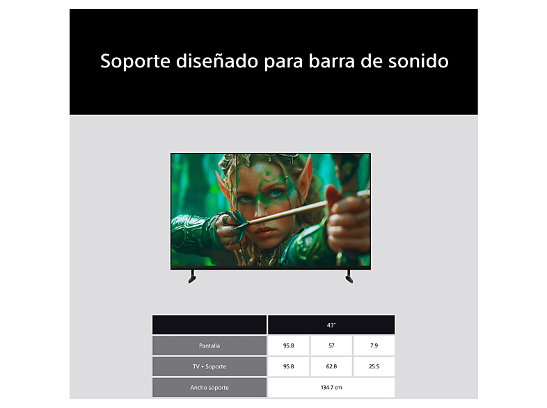 TV LED 43" - Sony BRAVIA 2 II, Direct LED, 4K HDR Processor X1, Smart TV (Google TV), TDT HD, DVB-T2, Dolby Atmos, Chromecast, Eco, 43S25M2