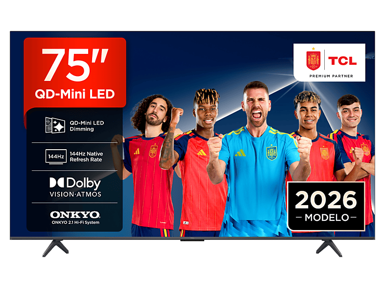 TV QD-Mini LED 75" - TCL 75P8L, UHD 4K, TCL AiPQ Pro Processor, Smart TV, DVB-T2, Negro