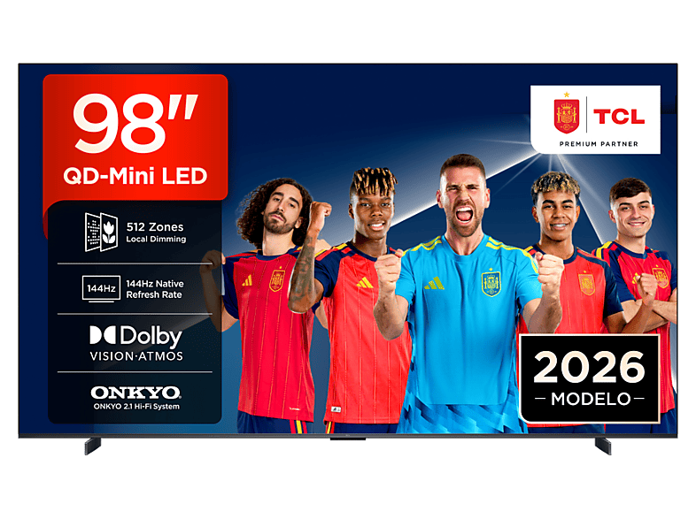 TV QD-Mini LED 98" - TCL 98P8L, UHD 4K, TCL AiPQ Pro Processor, Smart TV, DVB-T2, Negro