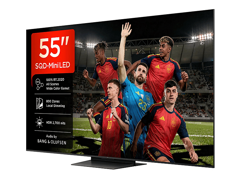 TV SQD-Mini LED 55" - TCL 55C7L, UHD 4K, TSR AiPQ, Smart TV, DVB-T2 (H.265), HDR 2700 nits, Dolby Vision y Atmos, Negro