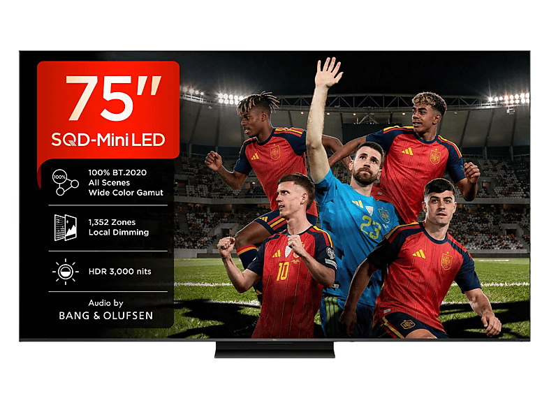 TV SQD-Mini LED 75" - TCL 75C7L, UHD 4K, TSR AiPQ, Smart TV, DVB-T2 (H.265), HDR 3000 nits, Dolby Vision y Atmos, Negro