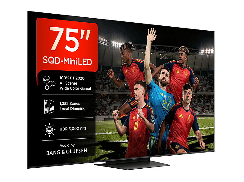 TV SQD-Mini LED 75" - TCL 75C7L, UHD 4K, TSR AiPQ, Smart TV, DVB-T2 (H.265), HDR 3000 nits, Dolby Vision y Atmos, Negro
