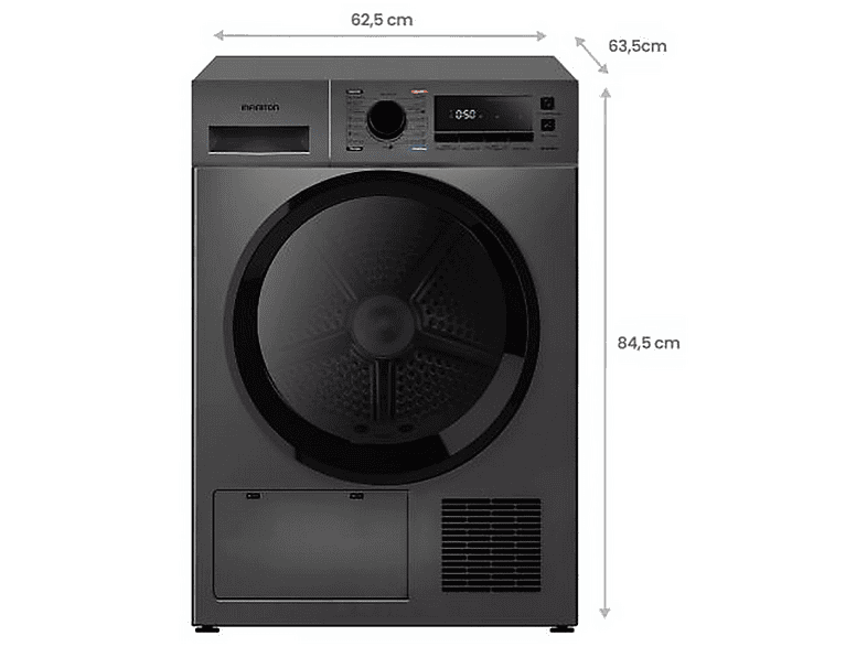Secadora Bomba de Calor - Infiniton SD-BC1DDX, 10 kg, 16 programas, Dark Inox