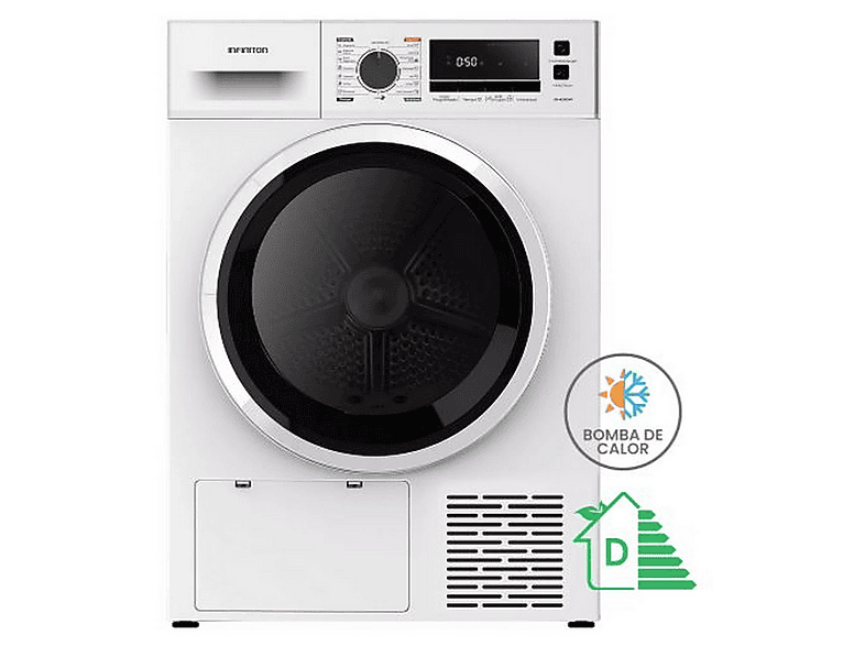 Secadora Bomba de Calor - Infiniton SD-BC9DWP, 9 kg, 16 programas, Blanco