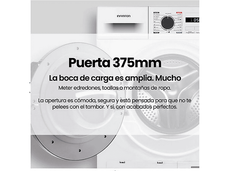 Secadora Bomba de Calor - Infiniton SD-A85BB, 14 programas, Blanco