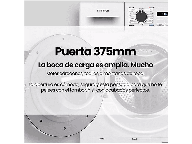 Secadora bomba de calor - Infiniton SD-BC7EWL, Bomba de calor, 7 kg, 16 programas, Blanco