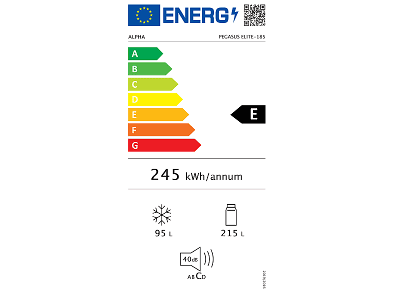 Frigorífico combi - Alpha Pegasus Elite-185, No Frost con Multi Airflow, AAT Fresh Technology, Altura 185 cm, Negro