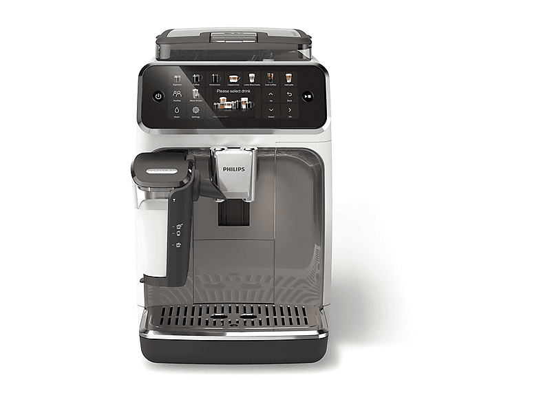 Máquina espresso - Philips 5500 series EP5545/70, 15 bar, 230 W, 0,26 l, 2 tazas, Cromo, Blanco