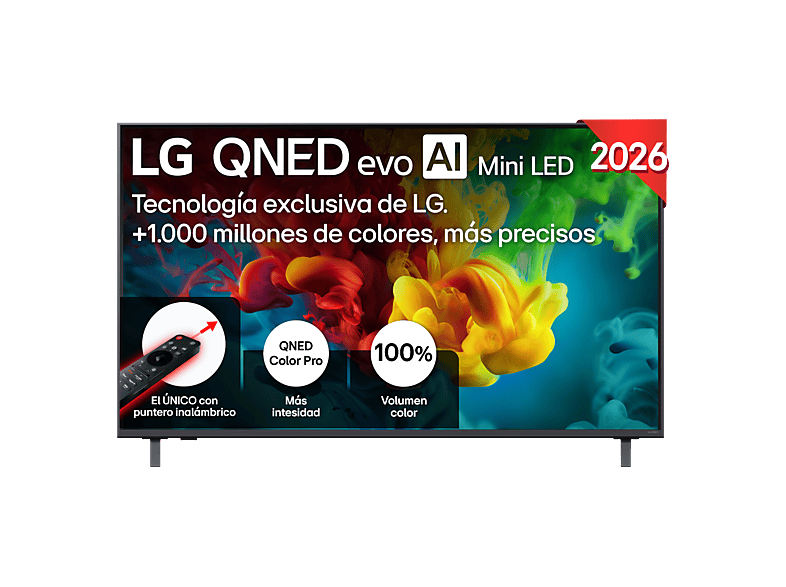 TV QNED Mini LED 55" - LG 55QNED82B6B, UHD 4K, Procesador Inteligente α8 AI Processor 4K Gen3, Smart TV, DVB-T2 (H.265), Negro