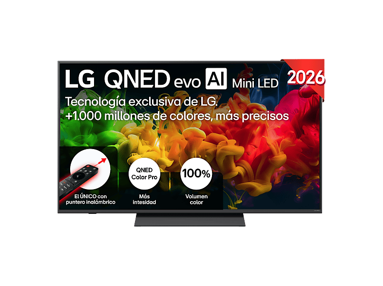 TV QNED Mini LED 55" - LG 55QNED81B6A, UHD 4K, Procesador Inteligente α7 AI Processor 4K Gen9, Smart TV, DVB-T2 (H.265), Negro