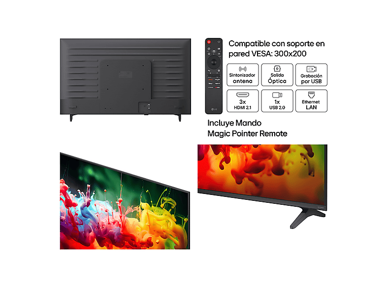 TV QNED Mini LED 50" - LG 50QNED72B6B, UHD 4K, Procesador Inteligente α7 AI Processor 4K Gen9, Smart TV, DVB-T2 (H.265), Negro