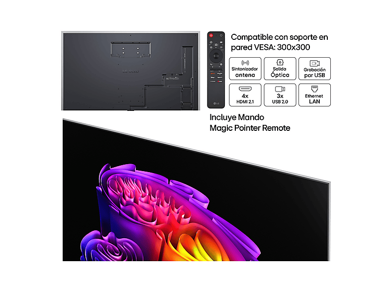 TV OLED 77" - LG OLED77G64LW, OLED 4K, Procesador Inteligente α11 AI Processor 4K Gen3, Smart TV, DVB-T2 (H.265), Gallery Design, Negro