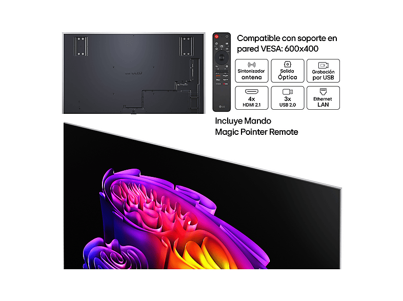 TV OLED 97" - LG OLED97G64LW, OLED evo 4K, Procesador Inteligente α11 AI Processor 4K Gen3, Smart TV, DVB-T2 (H.265), Gallery Design, Negro