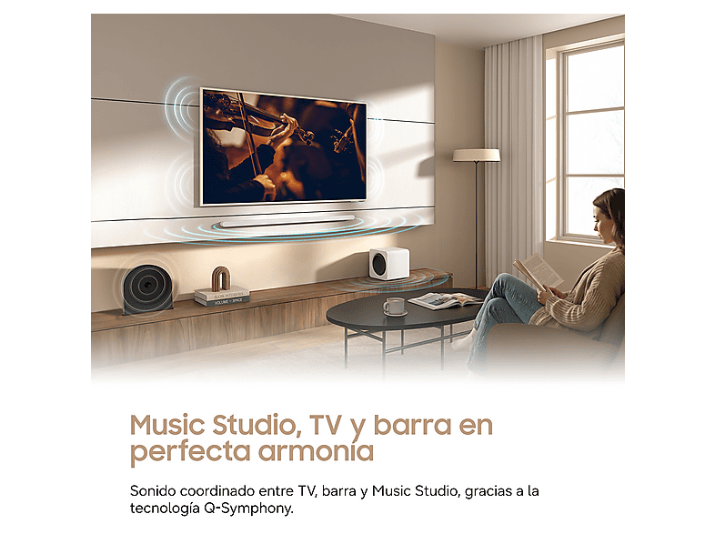 Altavoz inalámbrico - Samsung HW-LS50H Music Studio 5, 70W, Dolby Atmos, Audio AI, Q-Symphony, Sonido Adaptativo, Negro
