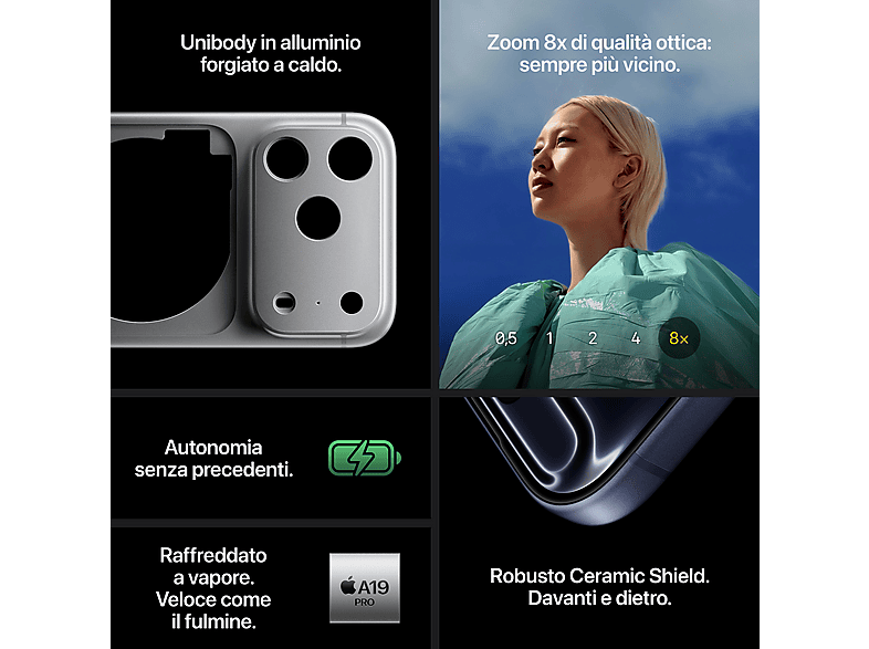 Smartphone - Apple iPhone 17 Pro, Azul, Móvil iOS, 1 TB, 12 GB RAM, 6,3 " Super Retina XDR, Ceramic Shield 2, 120 Hz, Recubrimiento oleofóbico