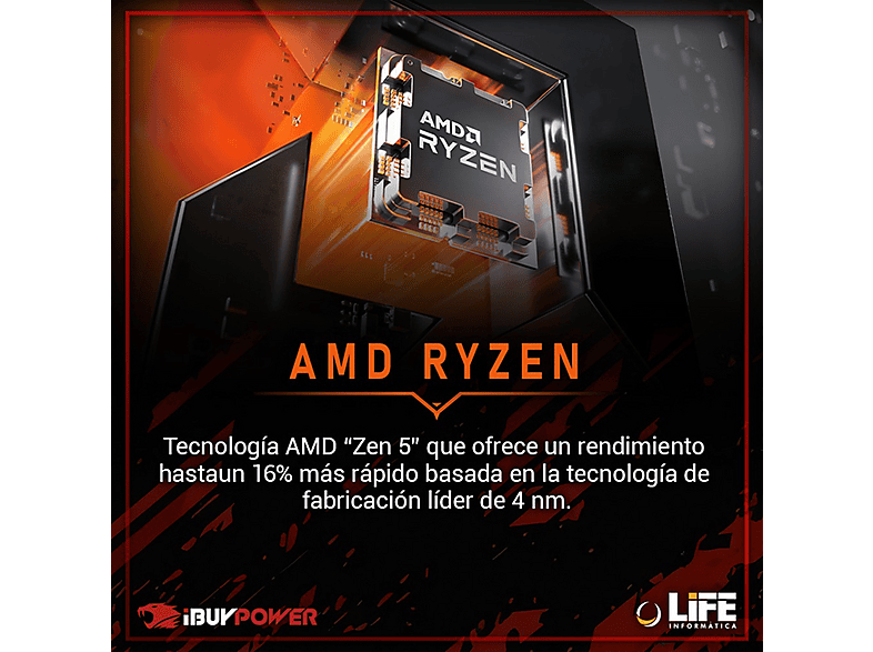 PC Gaming - Ibuypower Master Eminence Plus, Ryzen 7 8700F, 32 GB RAM, 1 TB SSD, GeForce RTX™ 5070, Windows 11 Home, Negro