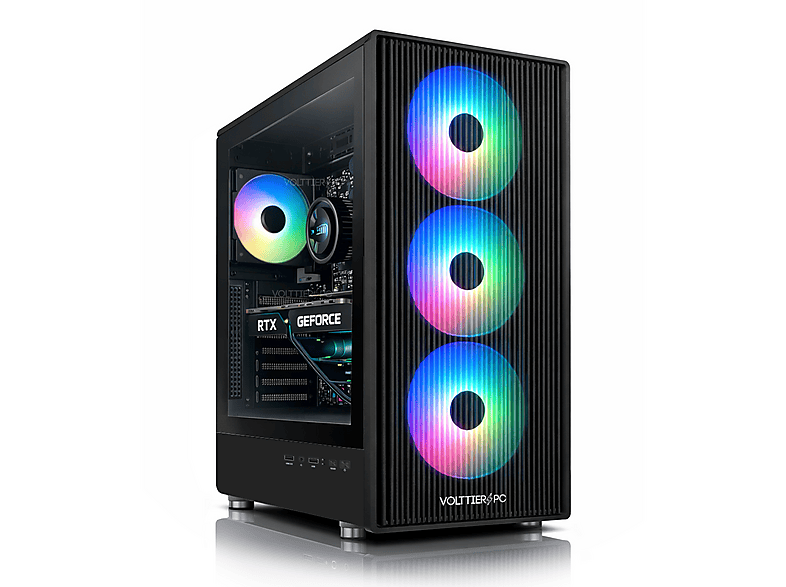 Pack PC Gaming - VolttierPC P14, AMD Ryzen™ 5 5500, 32 GB RAM, 1 TB SSD, GeForce RTX™ 5060, Windows 11 Pro, Monitor 24 " Full-HD, Black