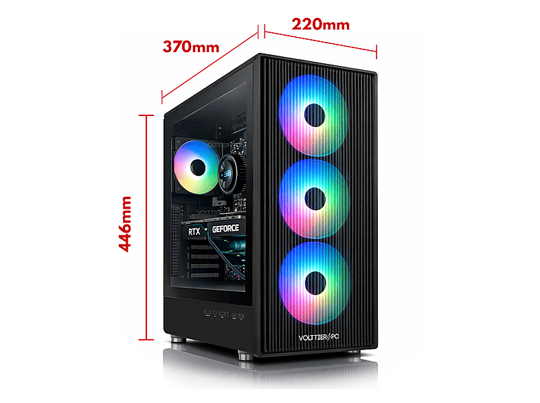 Pack PC Gaming - VolttierPC P14, AMD Ryzen™ 5 5500, 32 GB RAM, 1 TB SSD, GeForce RTX™ 5060, Windows 11 Pro, Monitor 24 " Full-HD, Black