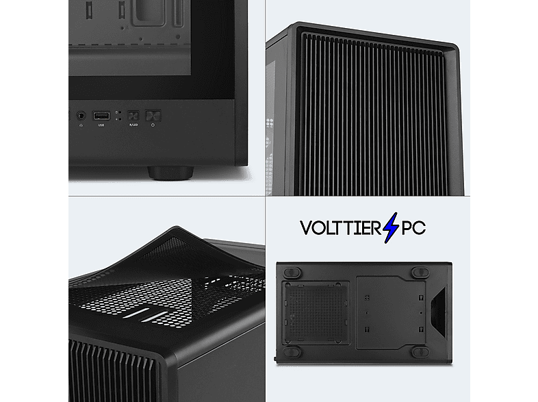 Pack PC Gaming - VolttierPC P14, AMD Ryzen™ 5 5500, 32 GB RAM, 1 TB SSD, GeForce RTX™ 5060, Windows 11 Pro, Monitor 24 " Full-HD, Black