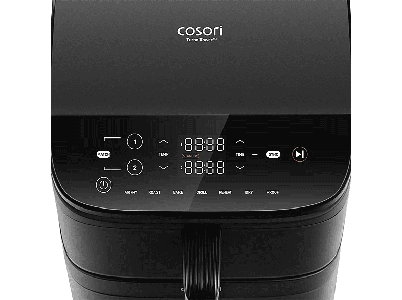 Freidora de aire - Cosori Turbo Tower Basic Chef Edition, 2630 W, 10,8 l, Black