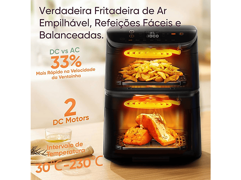 Freidora de aire - Cosori Turbo Tower Basic Chef Edition, 2630 W, 10,8 l, Black