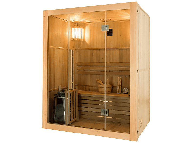Sauna de interior - Poolstar Sense 3 Plazas Con Cristal Panoramico, Marrón