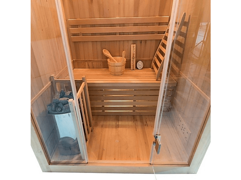 Sauna de interior - Poolstar Sense 3 Plazas Con Cristal Panoramico, Marrón