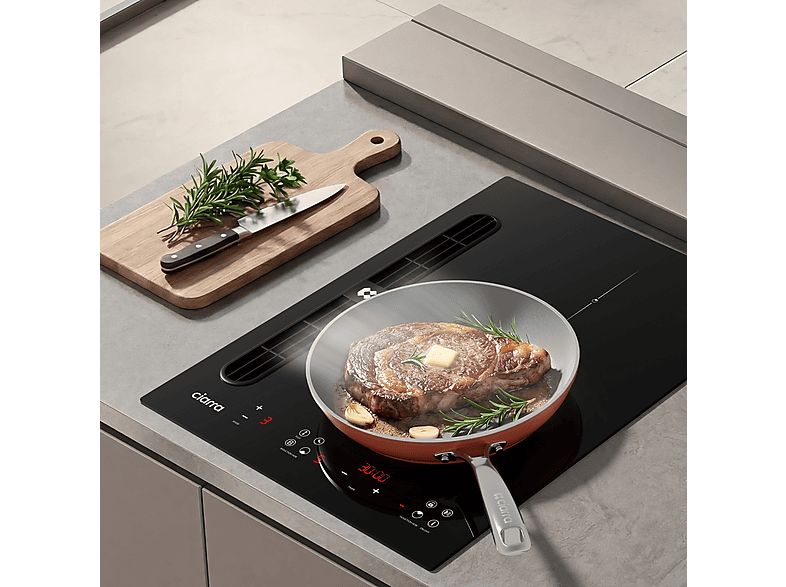 Placa de inducción - Ciarra CBBEH392BF, 2 zonas, 520 mm, negro