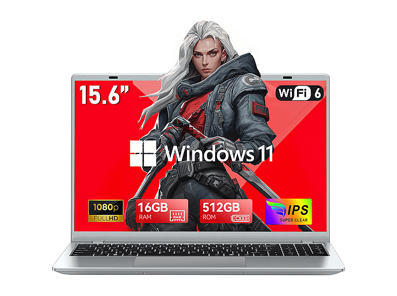 Portátil - Vanwin NCS2154, 15,6 " Full-HD, Intel® Pentium® Gold 6500Y(Frecuencia máxima 3,4 GHz), 16 GB RAM, 512 GB SSD, UHD Graphics, Windows 11 Pro