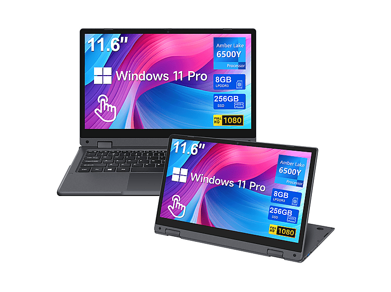 Convertible 2 en 1 - Vanwin R1166500U, 11,6 " HD+, Intel® Pentium® Gold 6500Y(Frecuencia máxima 3,4 GHz), 8 GB RAM, 256 GB, UHD Graphics, gris