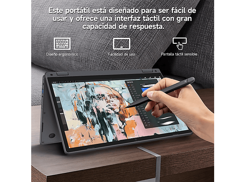 Convertible 2 en 1 - Vanwin R1166500U, 11,6 " HD+, Intel® Pentium® Gold 6500Y(Frecuencia máxima 3,4 GHz), 8 GB RAM, 256 GB, UHD Graphics, gris