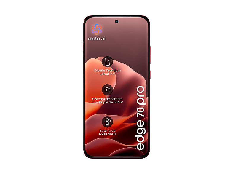 Móvil - Motorola edge 70 pro, Zinfandel, 512GB, 12GB RAM, 6.78" Extreme AMOLED, MediaTek Dimensity 8500 Extreme, 6500 mAh