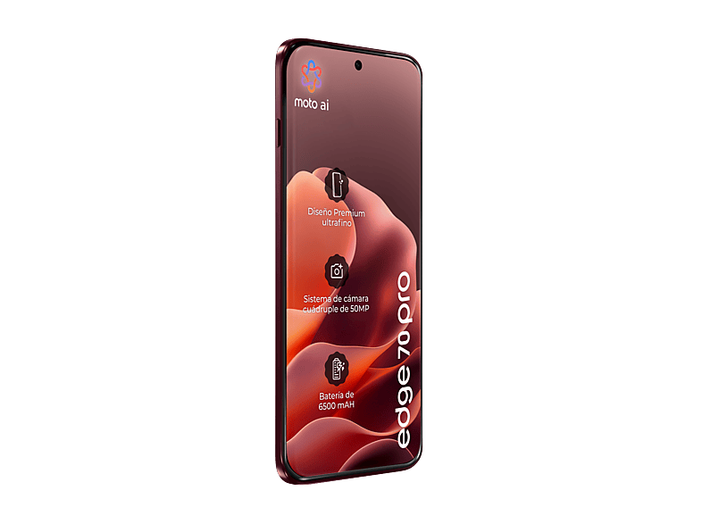 Móvil - Motorola edge 70 pro, Zinfandel, 512GB, 12GB RAM, 6.78" Extreme AMOLED, MediaTek Dimensity 8500 Extreme, 6500 mAh