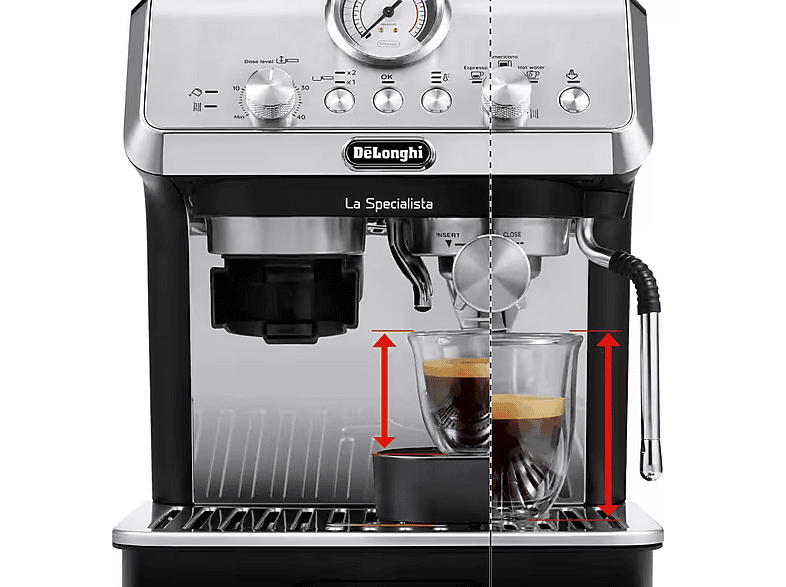 Cafetera express - De Longhi, De'Longhi La Specialista Arte EC9155.MB, 15bar, 1400W, 2 Tazas, 8 Ajustes molienda