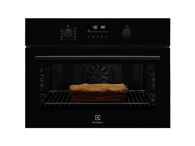 Horno compacto - Electrolux EVF6E46Z, Integrable, Esmalte fácil de limpiar, 43 l, 59,5 cm, Negro