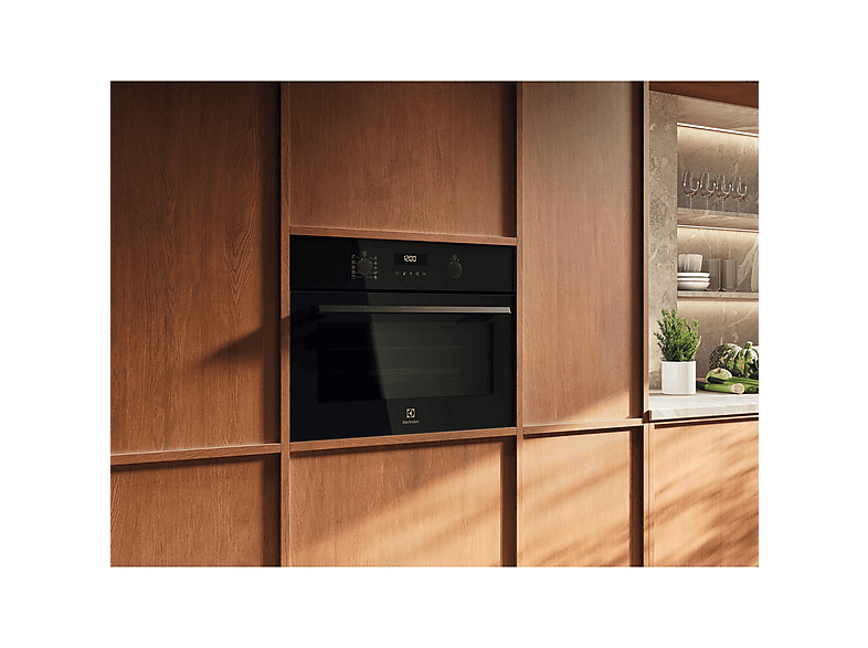Horno compacto - Electrolux EVF6E46Z, Integrable, Esmalte fácil de limpiar, 43 l, 59,5 cm, Negro