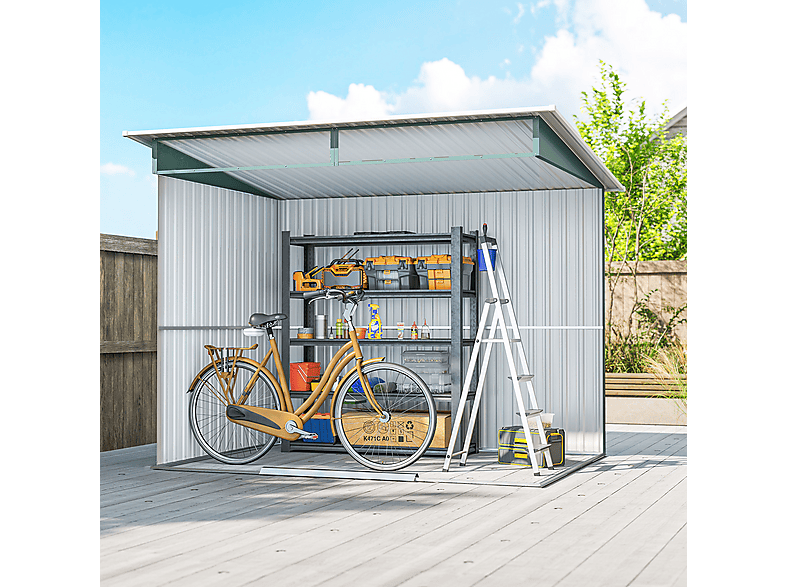 Caseta de Jardín - Outsunny 845-174V01GN, 194 cm x 260 cm x 200 cm, Acero Galvanizado, Verde Oscuro