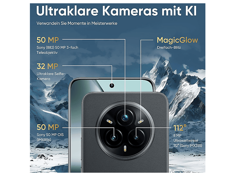 Smartphone - Realme 14 Pro+ 5G, 120Hz, IP69, Gris, Móvil Android, 256 GB, 8 GB RAM, 6,83 ", Qualcomm Snapdragon®, 5260 mAh