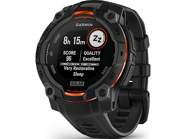 Smartwatch - Garmin Instinct 3 Solar, Fibre Reinforced Plastic (FRP), Negro