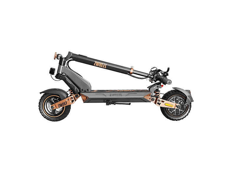 Patinete eléctrico - Zwheel ZWolf Plus, Pot. máx. 2000 W, Carga máx. 120 kg, 70 km autonomía, 20000 mAh, Combinación gris/bronze
