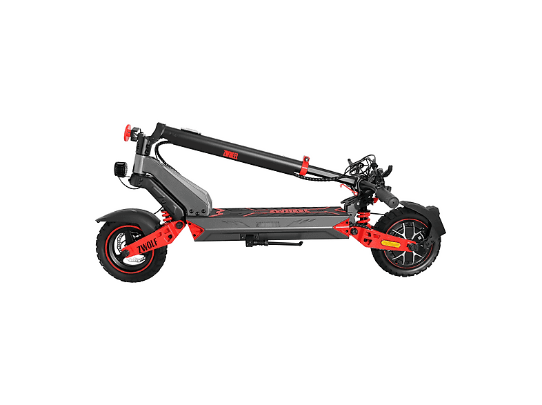 Patinete eléctrico - Zwheel ZWolf, Pot. máx. 1000 W, Carga máx. 120 kg, 50 km autonomía, 15000 mAh, Combinación gris/rojo
