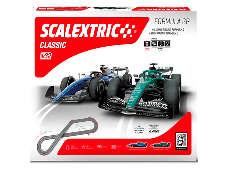 Circuito de slot - Scalextric Formula GP gama Classic Escala 1:32, Pista de carreras completa A partir de 6 años