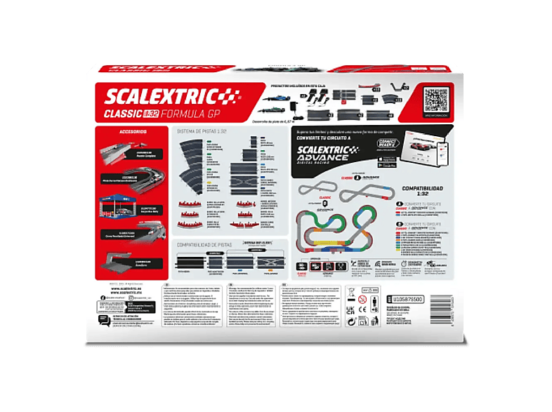 Circuito de slot - Scalextric Formula GP gama Classic Escala 1:32, Pista de carreras completa A partir de 6 años