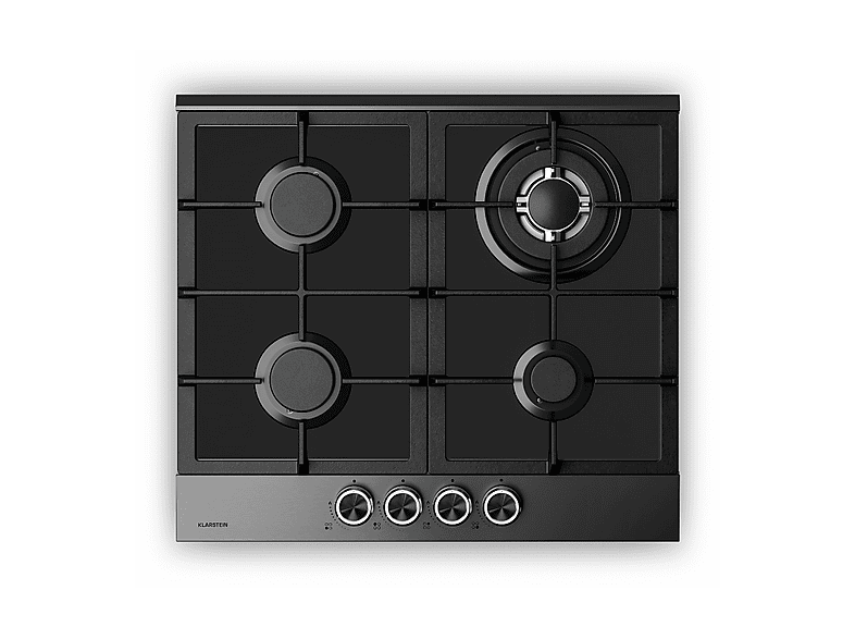 Placa de gas - Klarstein Verosteel, 4 zonas, 58,40 cm, Negro