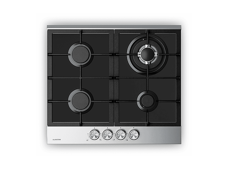Placa de gas - Klarstein Verosteel, 4 zonas, 58,40 cm, Plata