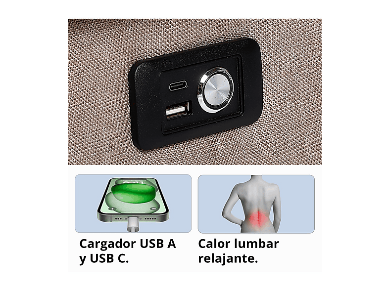 Sillón levanta personas - Eco-De Europa UP ECO-8582UP N34, Función calor, Peso máximo 102 kg, Negro