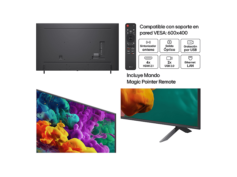 TV QNED Mini LED 86" - LG 86QNED85B6B, UHD 4K, Procesador Inteligente α8 AI Processor 4K Gen3, Smart TV, DVB-T2 (H.265), Negro